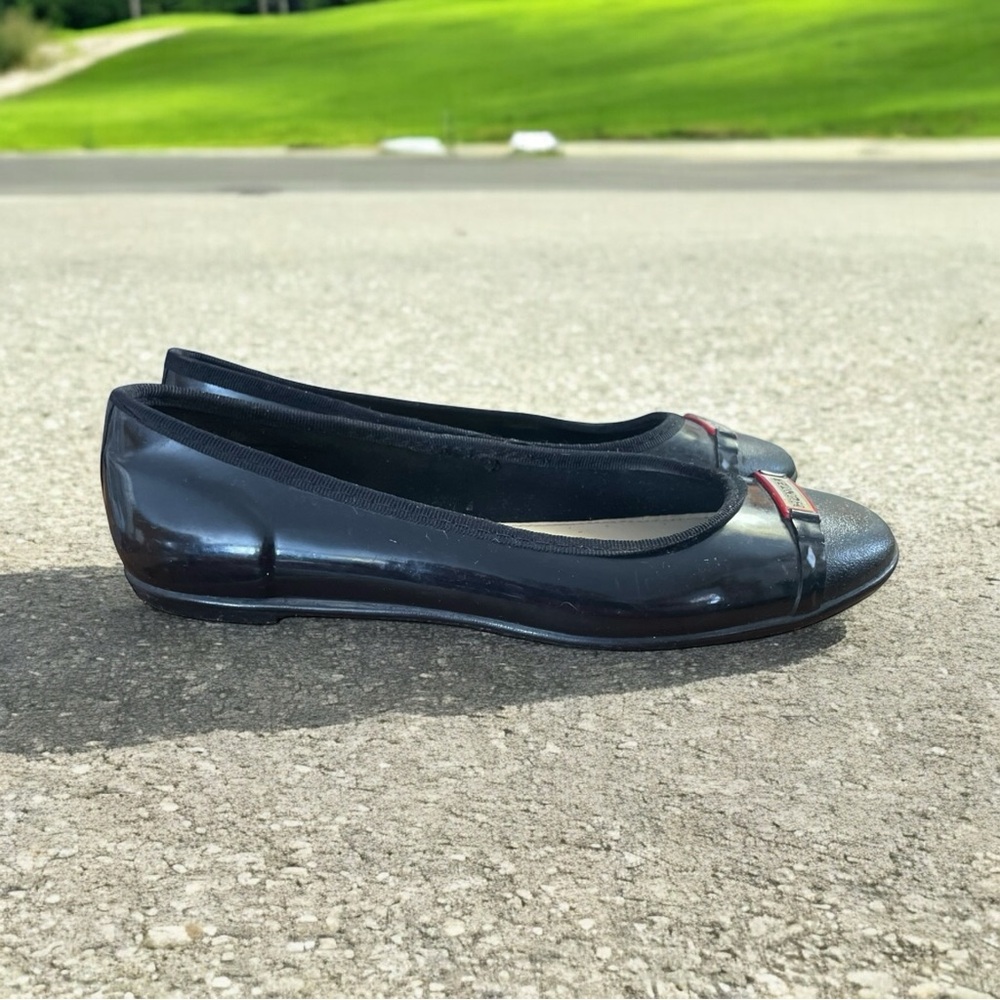 Hunter Rubber Ballet Flats Rain Shoes Slip On Blue Black Women's Size US 7